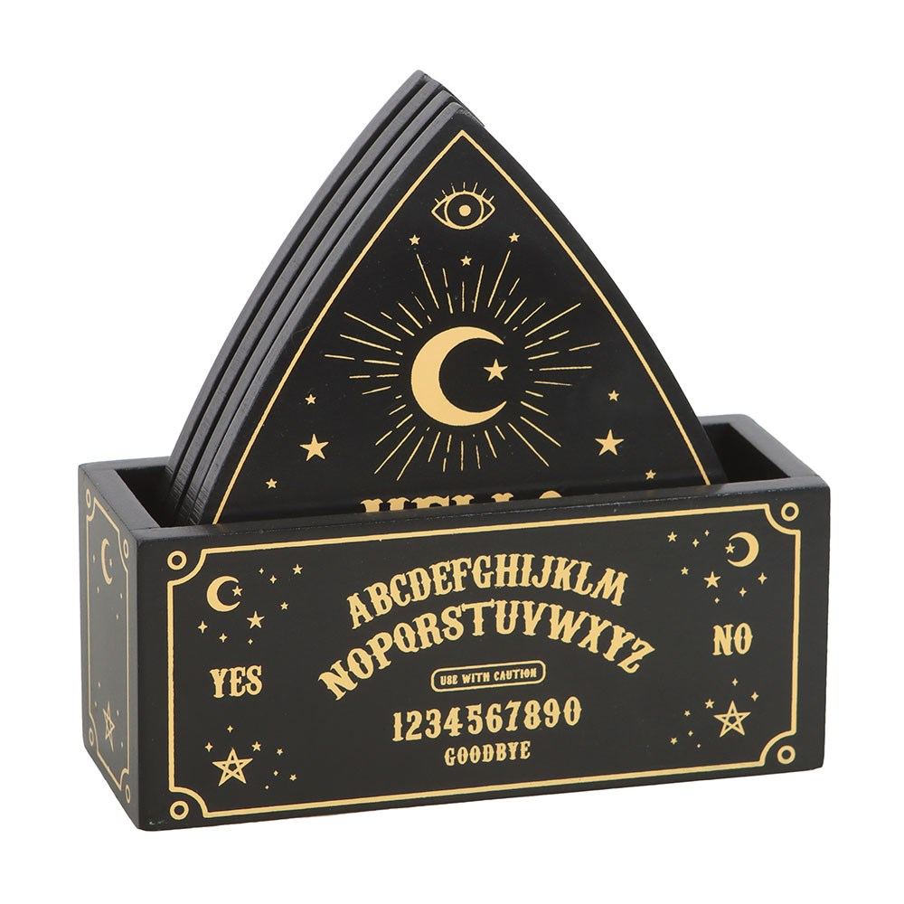 Something Different - Talking Board Planchette Coaster Set - Black/Gold coloured